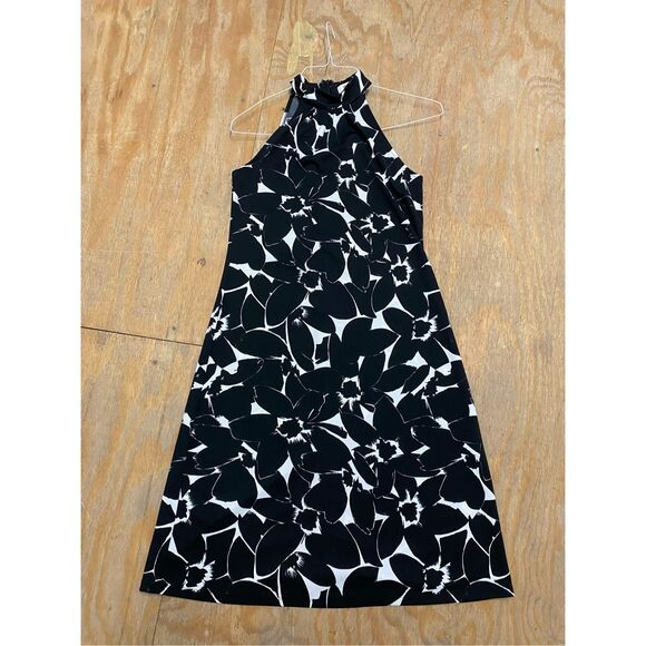 MICHAEL Michael Kors Black and White Floral Halter Sheath Dress Size 10 - Picture 11 of 11